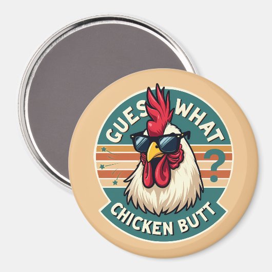 Funny Retro Chicken Hintern Jodesign Magnet (Vorderseite/Rückseite)