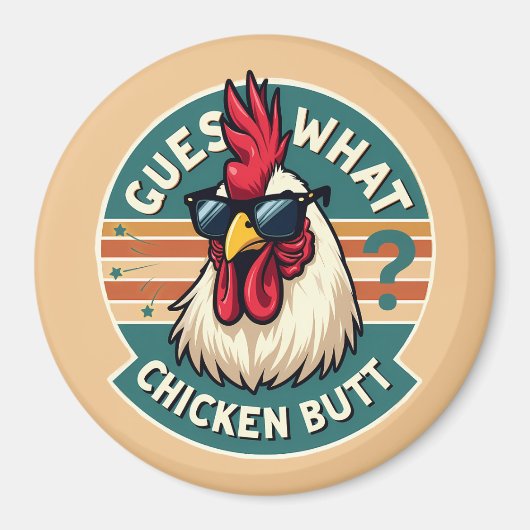 Funny Retro Chicken Hintern Jodesign Magnet (Vorne)