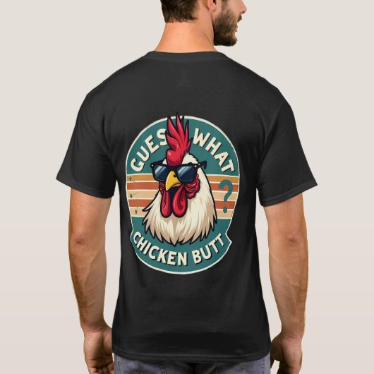 Funny Retro Chicken Hintern Jodesign T-Shirt (Rückseite)