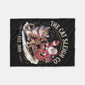 Funny Retro Christmas Cat Fleecedecke (Vorderseite (Horizontal))