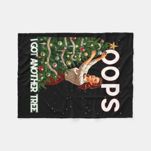 Funny Retro Christmas Oops I Got Another Tree  Fleecedecke (Vorderseite (Horizontal))