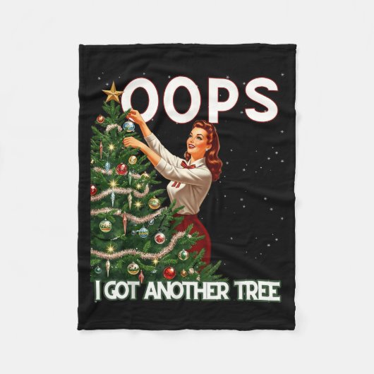 Funny Retro Christmas Oops I Got Another Tree  Fleecedecke (Vorderseite)