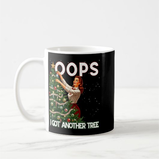 Funny Retro Christmas Oops I Got Another Tree  Kaffeetasse (Links)