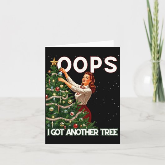 Funny Retro Christmas Oops I Got Another Tree Karte (Vorderseite)