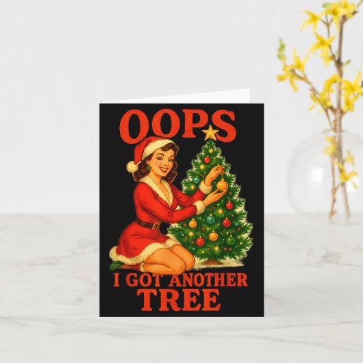 Funny Retro Christmas Oops I Got Another Tree  Karte (Gelbe Blume)
