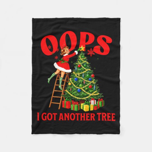 Funny Retro Christmas Oops I Got Another Tree Prem Fleecedecke (Vorderseite)