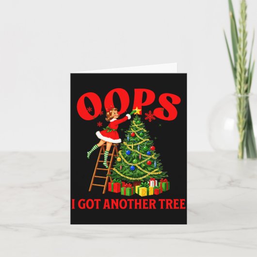 Funny Retro Christmas Oops I Got Another Tree Prem Karte (Vorderseite)