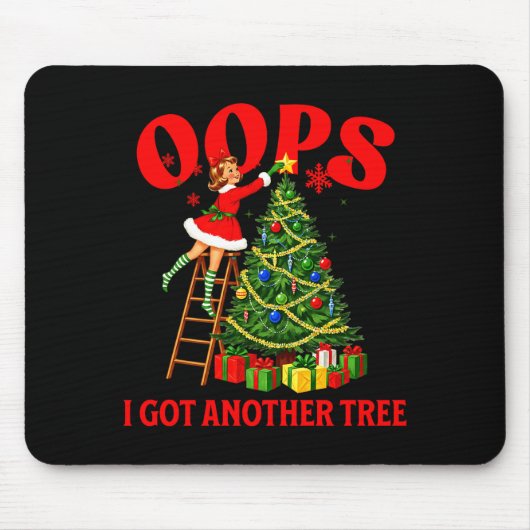 Funny Retro Christmas Oops I Got Another Tree Prem Mousepad (Vorne)