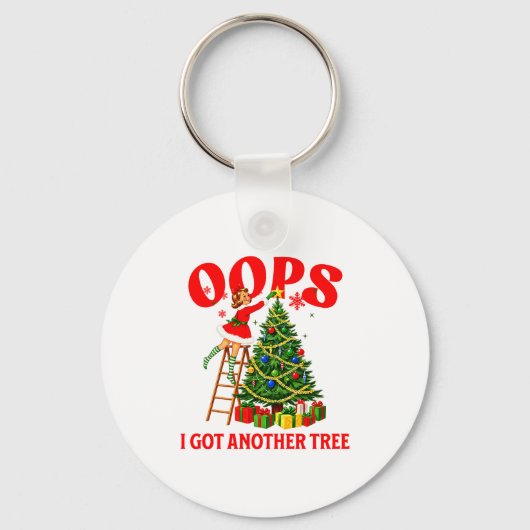 Funny Retro Christmas Oops I Got Another Tree Prem Schlüsselanhänger (Vorderseite)