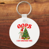 Funny Retro Christmas Oops I Got Another Tree Prem Schlüsselanhänger (Vorderseite)