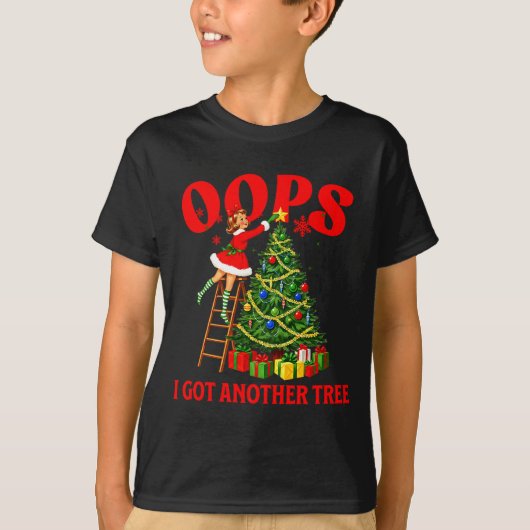 Funny Retro Christmas Oops I Got Another Tree Prem T-Shirt (Vorderseite)