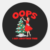 Funny Retro Christmas Oops I Got Another Tree Runder Aufkleber (Vorderseite)