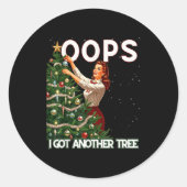 Funny Retro Christmas Oops I Got Another Tree Runder Aufkleber (Vorderseite)