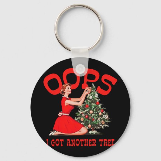 Funny Retro Christmas Oops I Got Another Tree Schlüsselanhänger (Vorderseite)