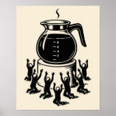 Funny Retro Coffee – Worship Coffee Poster (Vorne)