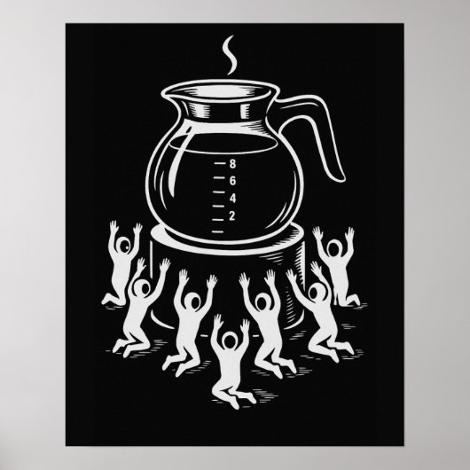 Funny Retro Coffee – Worship Coffee Poster (Vorne)