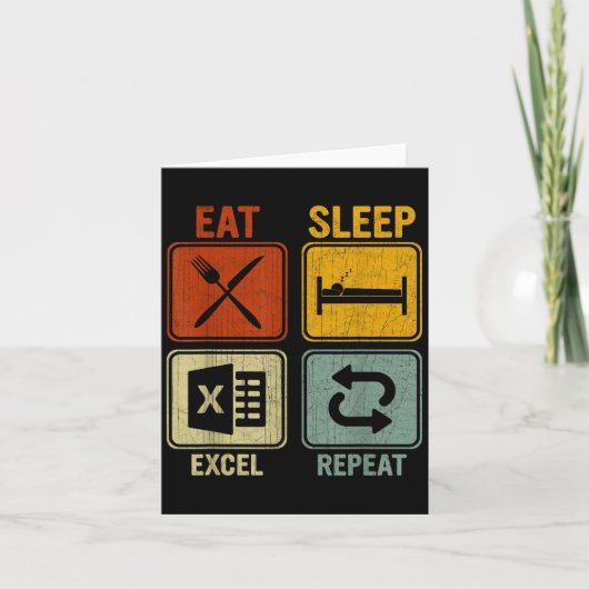 Funny Retro Design für Excel Experte essen Schlaf  Karte (Vorderseite)