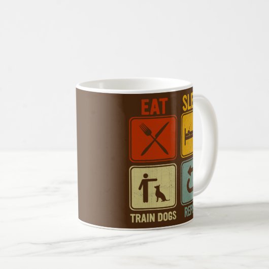 Funny Retro Design für Männer Frauen essen schlafe Kaffeetasse (VorderseiteRechts)