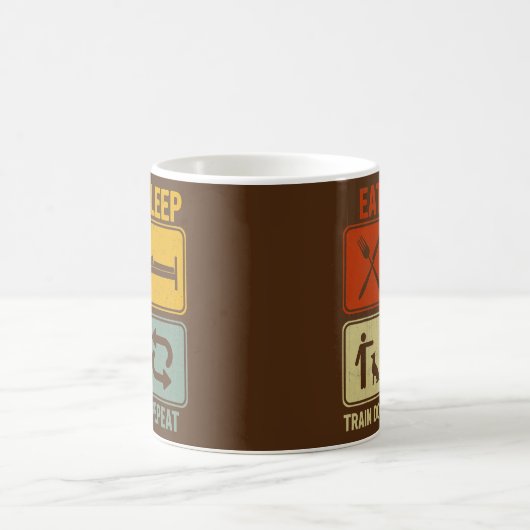Funny Retro Design für Männer Frauen essen schlafe Kaffeetasse (Mittel)