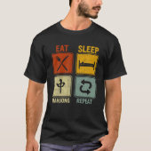 Funny Retro Design Männer Frauen essen Sleep Mahjo T-Shirt (Vorderseite)