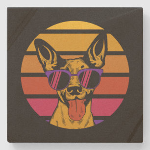 Funny Retro Dog in Brille braucht Rettung - Steinuntersetzer