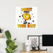 Funny Retro Donut motivierend Zitat Poster (Heimbüro)