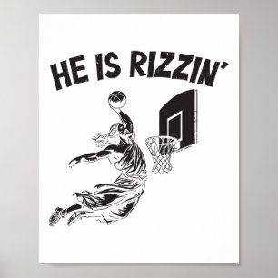 Funny Retro Er ist Rizzin Christlich Ostern spiele Poster