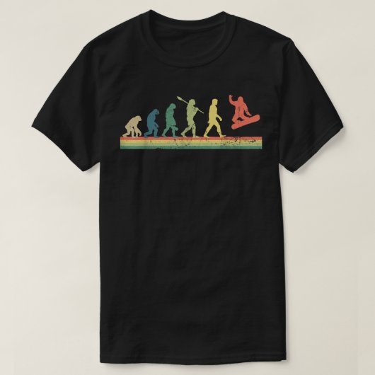 Funny Retro Evolution des Snowboardens T-Shirt (Design vorne)