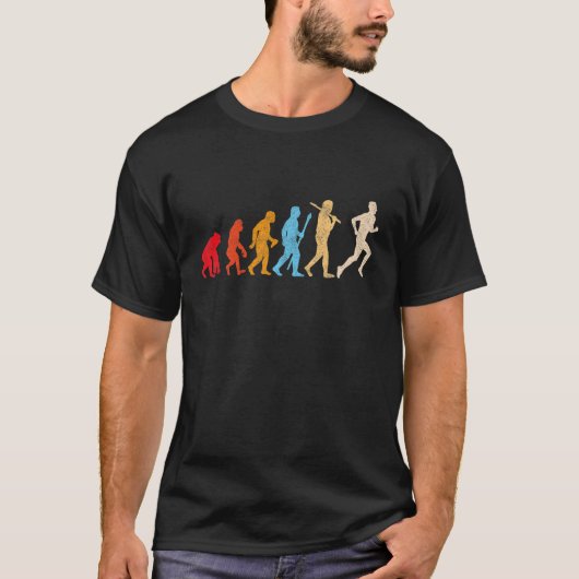 Funny Retro Evolution Of Man Running Runners Jogge T-Shirt (Vorderseite)