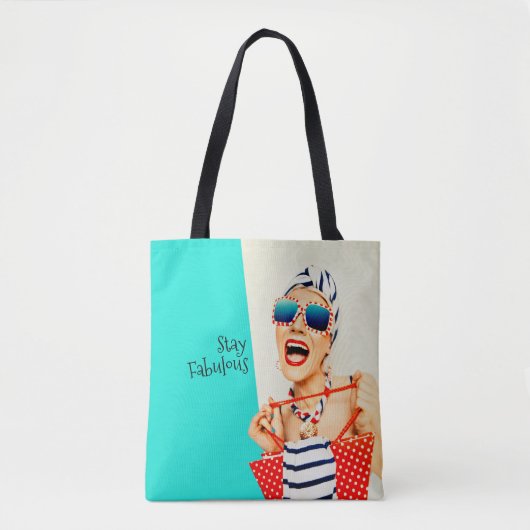 Funny Retro Fabulous Beach Lady in Sonnenbrille Tasche (Vorderseite)