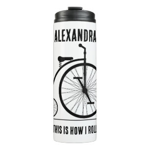 Funny Retro Fahrrad personalisiert für Radfahrer Thermosbecher