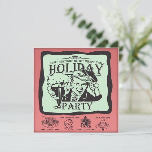 Funny Retro Feier Urlaub Party! Einladung (Stehend Vorderseite)