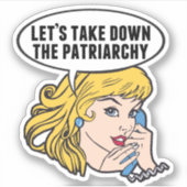 Funny Retro Feminist Pop Art Anti Patriarchat Aufkleber (Vorderseite)