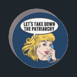 Funny Retro Feminist Pop Art Anti Patriarchat Auto Magnet<br><div class="desc">Lasst uns das Patriarchiegeschenk abnehmen. Niedliche Retro-Pop Kunst Feminismus Design für eine starke Pro-Wahl Frauen wählen für die weibliche Führung in unserem Land. Setzen Sie sich mit diesem coolen politischen Humor-Cartoon für Frauenrechte und Frauenförderung ein, der von einer hübschen blonden Führungspersönlichkeit begleitet wird, die einen FrauenMärz auf einem Vintagen Telefon...</div>