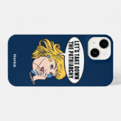 Funny Retro Feminist Pop Art Anti Patriarchat Blue iPhone Hülle (Rückseite (Horizontal))