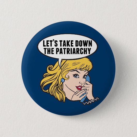 Funny Retro Feminist Pop Art Anti Patriarchat Button (Vorderseite)