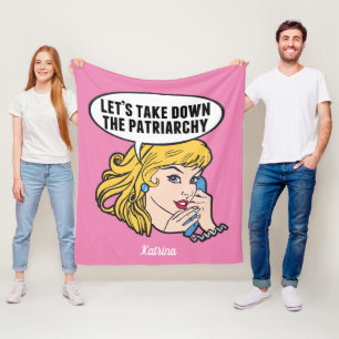 Funny Retro Feminist Pop Art Anti Patriarchat Pink Fleecedecke