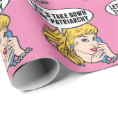 Funny Retro Feminist Pop Art Anti Patriarchat Pink Geschenkpapier (Rolleneckpunkt)