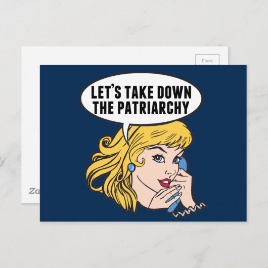 Funny Retro Feminist Pop Art Anti Patriarchat Postkarte (Vorne/Hinten)