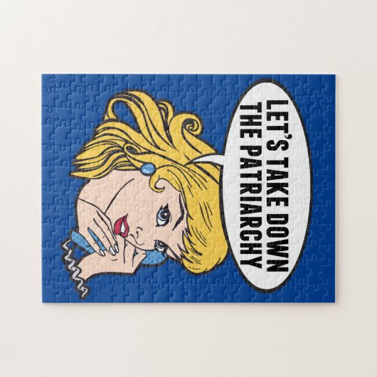Funny Retro Feminist Pop Art Anti Patriarchat Puzzle (Horizontal)