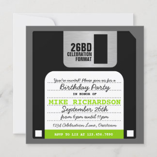 Funny Retro Floppy Disk Party Einladung