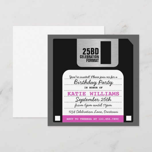 Funny Retro Floppy Disk Party Einladung (Vorne/Hinten)