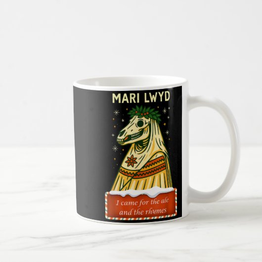 Funny Retro Folklore Skeleton Horse Mari Lwyd Yule Kaffeetasse (Rechts)