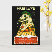 Funny Retro Folklore Skeleton Horse Mari Lwyd Yule Karte (Gelbe Blume)