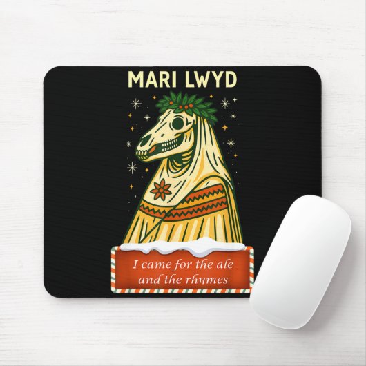 Funny Retro Folklore Skeleton Horse Mari Lwyd Yule Mousepad (Mit Mouse)