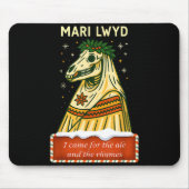 Funny Retro Folklore Skeleton Horse Mari Lwyd Yule Mousepad (Vorne)