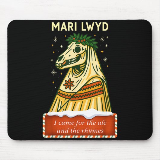 Funny Retro Folklore Skeleton Horse Mari Lwyd Yule Mousepad (Vorne)