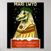 Funny Retro Folklore Skeleton Horse Mari Lwyd Yule Poster (Vorne)