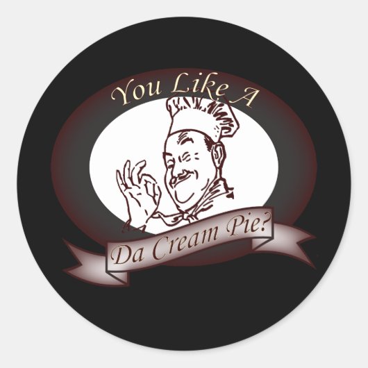 Funny Retro Französischer Koch Dirty Cream Pie Runder Aufkleber (Vorderseite)