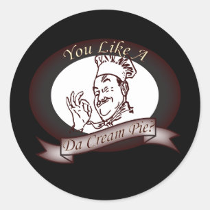 Funny Retro Französischer Koch Dirty Cream Pie Runder Aufkleber